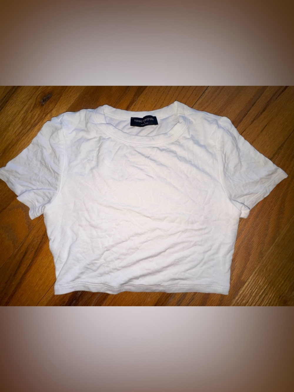 Naked Wardrobe White Cropped Crewneck Baby Tee size XS